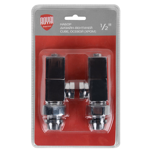 Комплект дизайн-вентилей Royal Thermo CUBE 1/2" осевой (хром) (RTE 56.003) Комплект дизайн-вентилей Royal Thermo CUBE 1/2" осевой (хром) (RTE 56.003)
