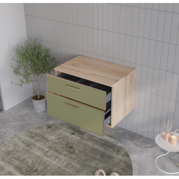 Тумба подвесная Orka Salerno 760x500x520 зеленый матовый, светлое дерево (3008779)