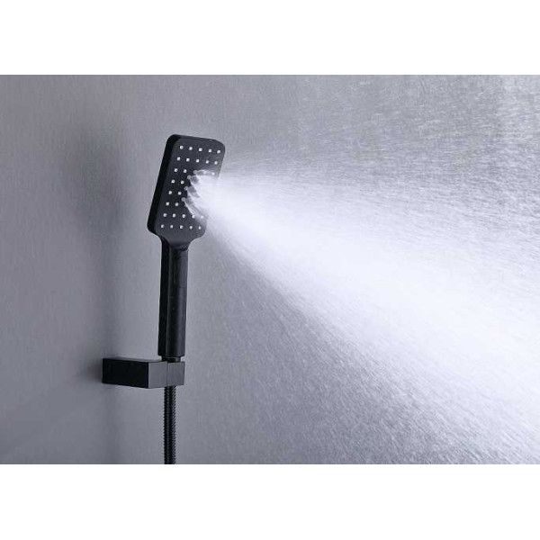 Смеситель для ванны и душа Timo Torne черный, лейка душевая 2 режима, шланг для душа, держатель (4314/03Y)