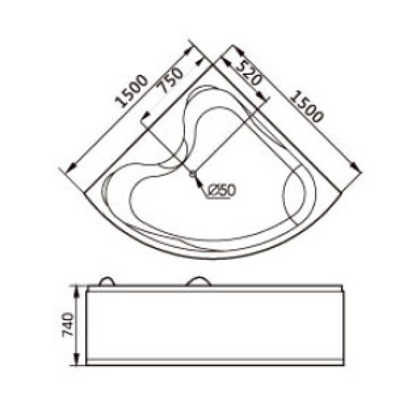 Ванна гидромассажная и аэромассажная Gemy G9041 K 1500х1500х740