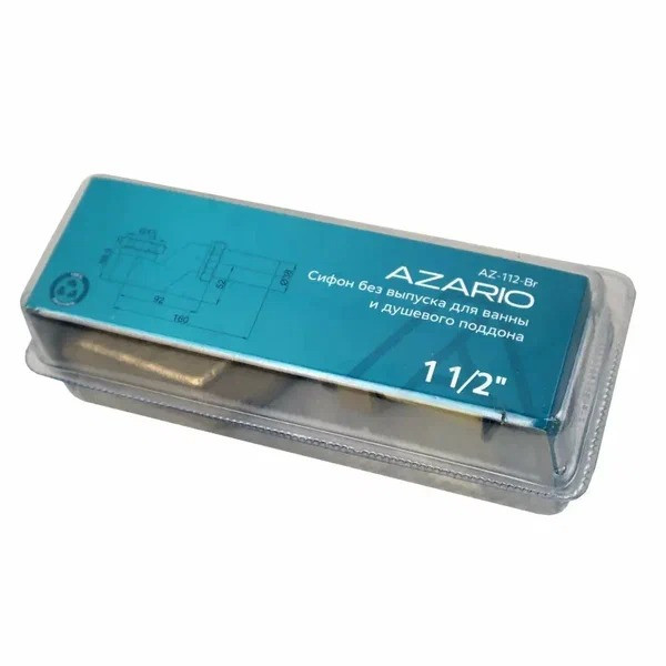 Сифон для ванны и душевого поддона Azario 1 1/2"х40 без выпуска бронзовый (AZ-112-Br)