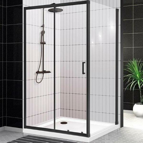 Душевой уголок BelBagno Uno-195 120x80x195 стекло прозрачное, профиль черный (UNO-195-AH-1-120/80-C-NERO)