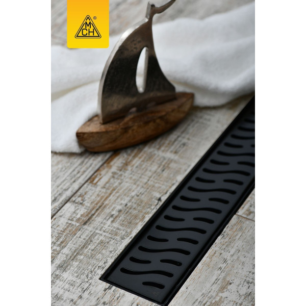 Лоток душевой 450 мм. MCH Chudej Harmony Black Edition (решетка нерж. сталь черная, боковой слив D 40) CH450HC