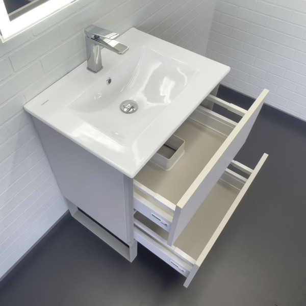 Тумба напольная Comforty Асти 610x850x465 белый глянцевый с раковиной (00-00019361)