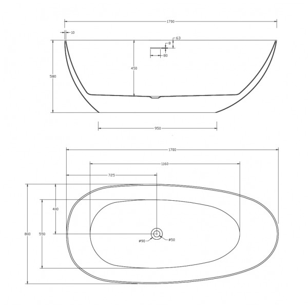 Ванна акриловая Abber 170*80 черная матовая (AB9211MB)