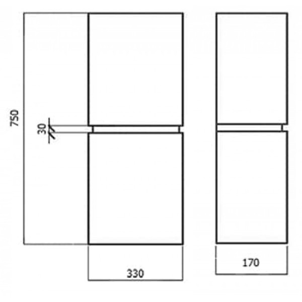 Шкаф подвесной BandHours Santorini 330х170х750 (San330.52)