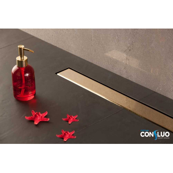 Душевой лоток Pestan Confluo Frameless Line 650 Gold золото глянец/полая под плитку, без рамки (13701222)