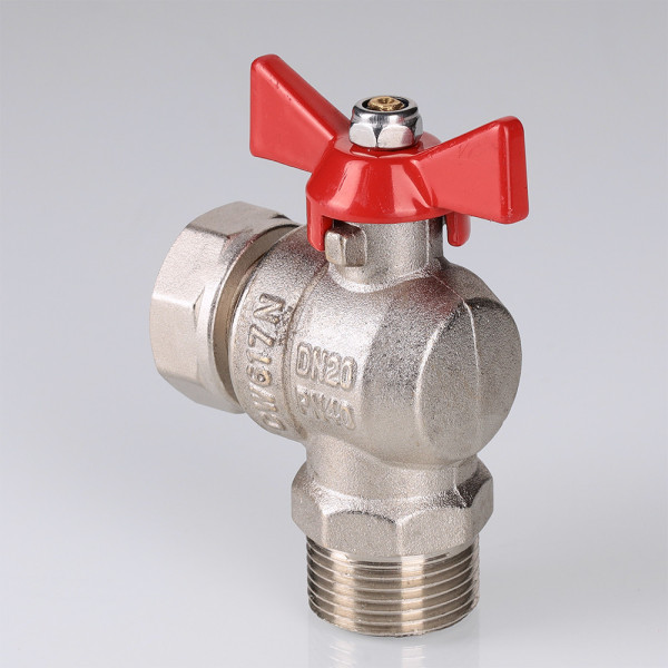 Кран угловой 1/2"х1/2" ВН шаровый с накидной гайкой (короткий) Valtec (красная бабочка) VT.267.NS.0404