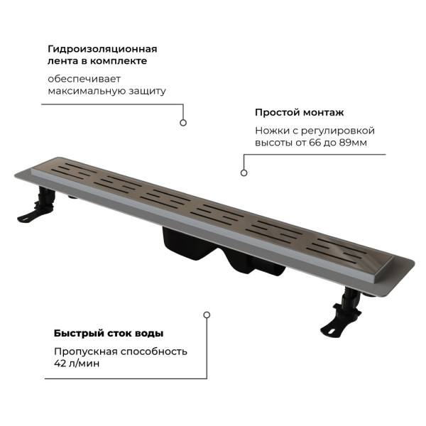 Душевой лоток RGW Drain Leo 800 хром (60212080-01)