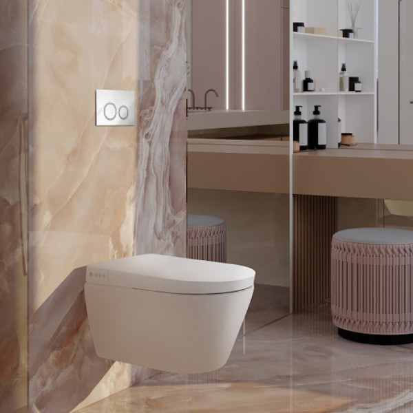 Комплект инсталляция с унитазом Tece TeceSpring с клавишей хром, с сиденьем (S955799)