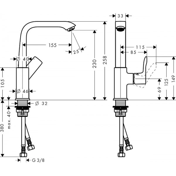 Смеситель для раковины Hansgrohe Metris хром (31187000)