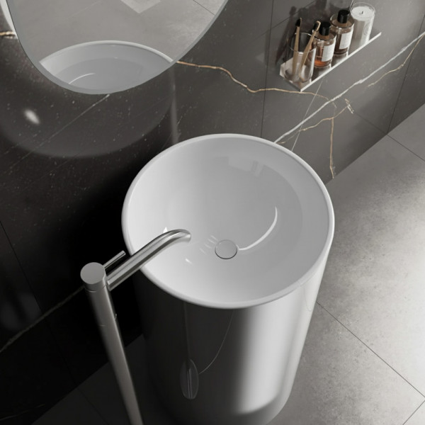 Раковина напольная Abber Bequem 46x46x85,5 белая (AC2133)