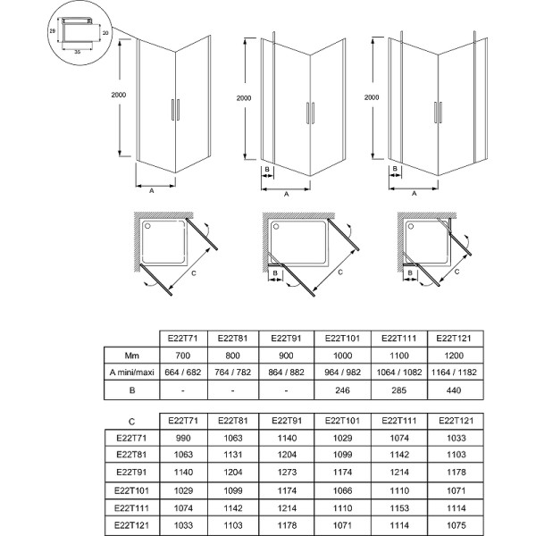 Душевое ограждение Jacob Delafon Contra 80x200 стекло прозрачное, профиль хром (E22T81-GA)
