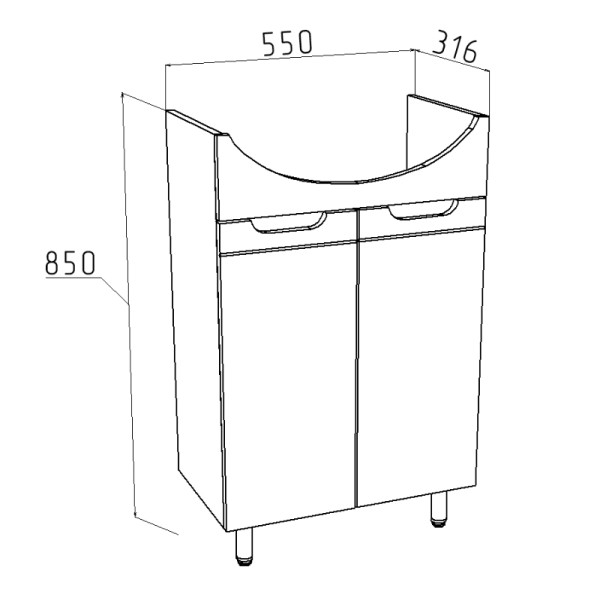 Тумба напольная Melodia Омега 60 (Элеганс 60) 2 двери белая (MFR80003WT)