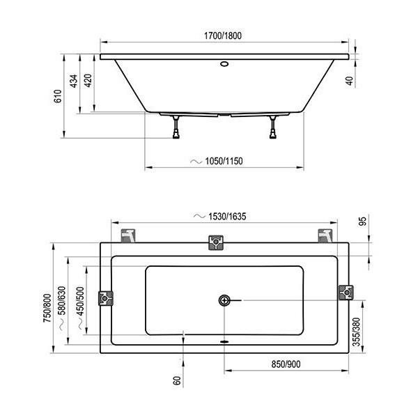 Ванна акриловая Formy 01 170х75 без гидромассажа (C691000000)