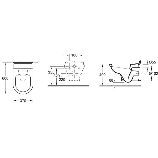 Унитаз подвесной Villeroy & Boch Hommage Plus 370х600х345 (6661B0R1)