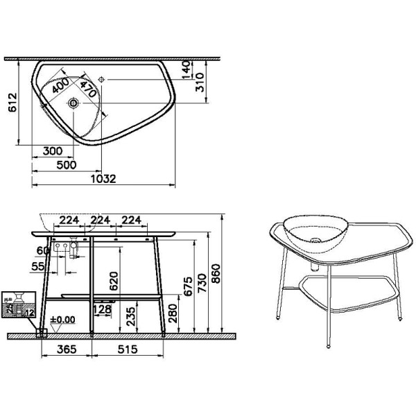 Cтолешница Vitra Plural 100 см левосторонняя, матовый белый (62571) Cтолешница Vitra Plural 100 см левосторонняя, матовый белый (62571)