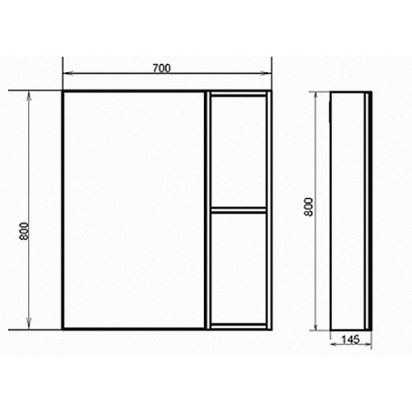 Шкаф зеркальный Comforty Осло 700x145x800 дуб светлый (00-00006164)