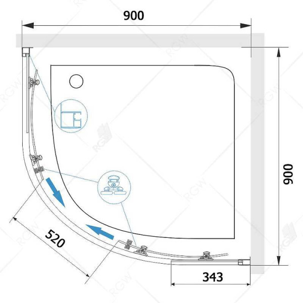 Душевой уголок RGW CL-54 90*90 стекло прозрачное, профиль хром 32095499-11
