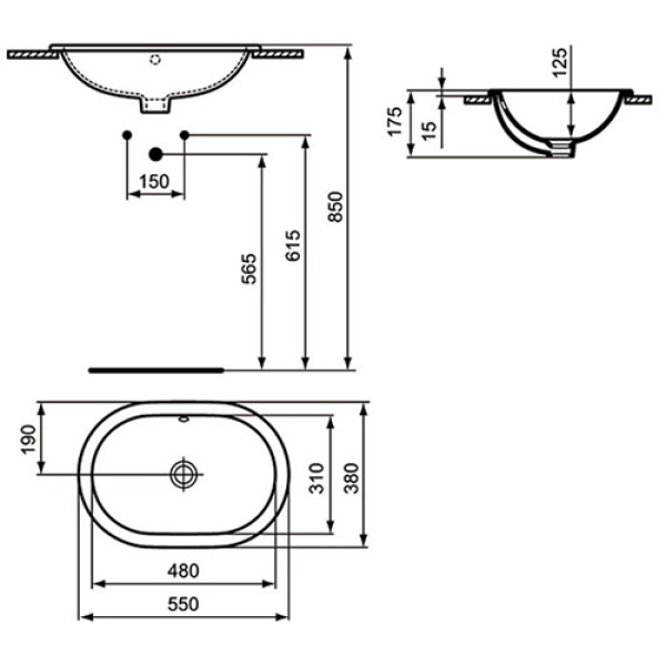 Раковина врезная Ideal Standard Connect 55х38 (E504801)