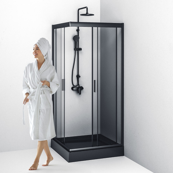 Уголок душевой AM.PM Gem 90x90x200 стекло прозрачное, профиль черный матовый (W90G-403-090BT) Уголок душевой AM.PM Gem 90x90x200 стекло прозрачное, профиль черный матовый (W90G-403-090BT)