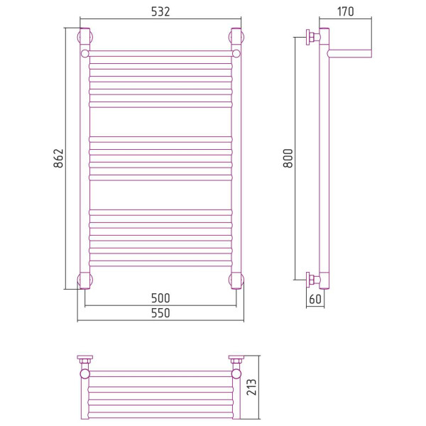 Полотенцесушитель водяной Сунержа Богема с полкой+ 800х500 золотой (03-0223-8050) Полотенцесушитель водяной Сунержа Богема с полкой+ 800х500 золотой (03-0223-8050)