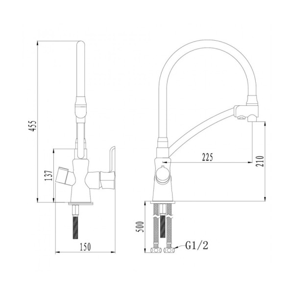 Смеситель для кухни Lemark Comfort с подключением фильтра, с желтым изливом (LM3070C-Yellow)