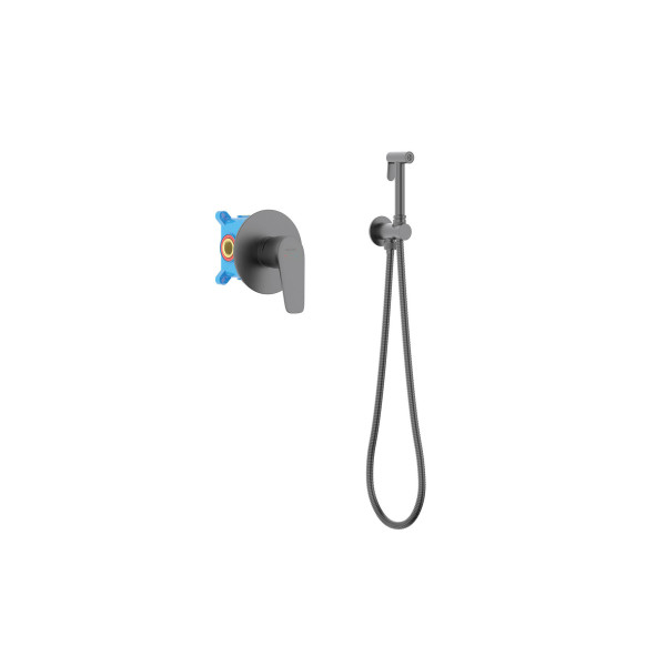 Смеситель с гигиеническим душем Aquatek Бетта (гигиеническая лейка, шланг, держатель) шлифованный черный хром (AQ1119BGM)