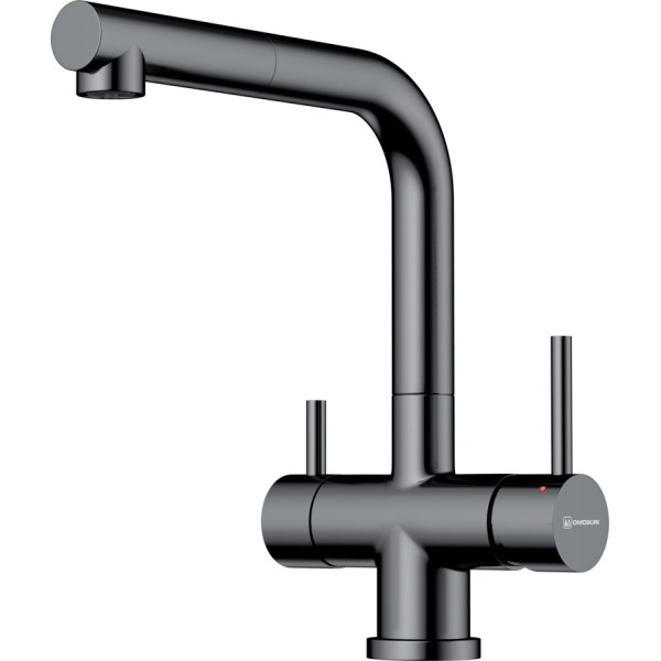 Смеситель для кухни Omoikiri Takamatsu-S-GM с переключателем на фильтр, с выдвижным изливом вороненая сталь (4994564)