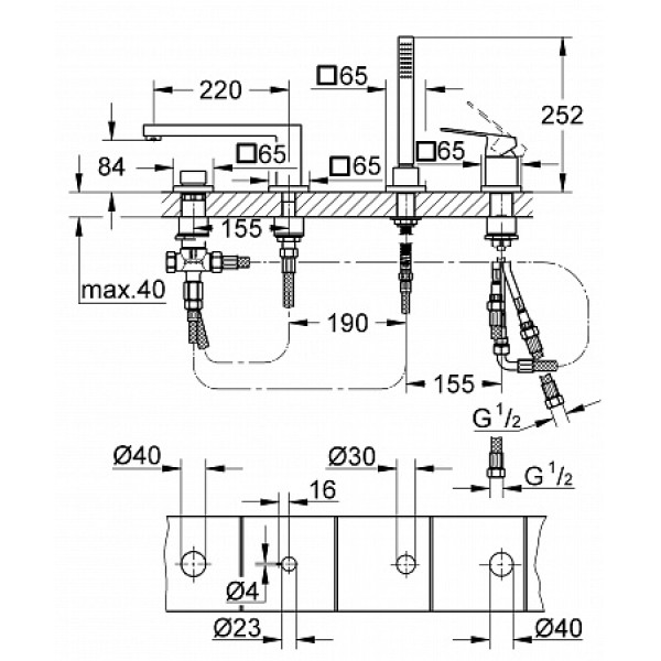 Смеситель на борт ванны Grohe Eurocube (19897001) Смеситель на борт ванны Grohe Eurocube (19897001)