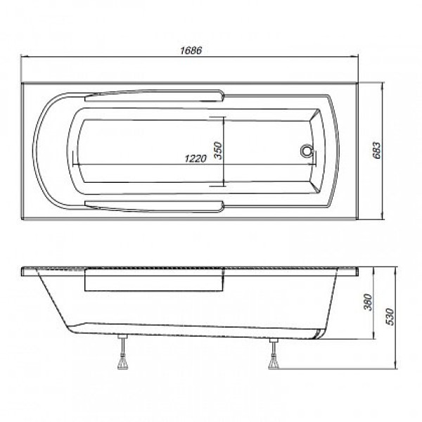 Ванна акриловая Aquanet Extra 170x70 без гидромассажа