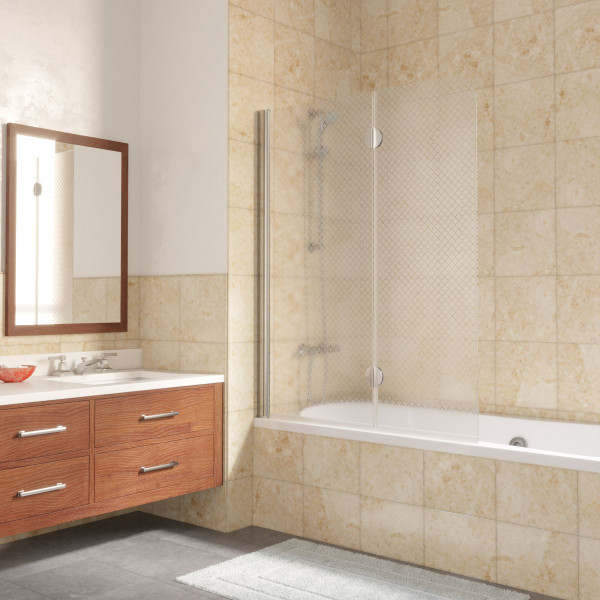 Душевая шторка на ванну Vegas Glass 120х140 E2V 120 08 R04 L/R профиль глянцевый хром, стекло ретро