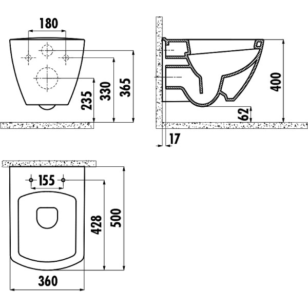 Унитаз подвесной с биде Creavit 36x50x33,8 белый (TP326-00CB00E-0000)