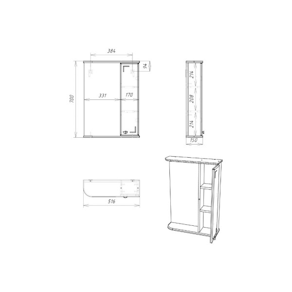 Шкаф зеркальный Домино Классик 50 правый (DA1049HZ) Шкаф зеркальный Домино Классик 50 правый (DA1049HZ)