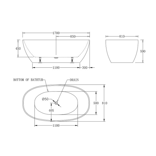 Ванна акриловая BelBagno 170x810 (BB81-1700-W0)