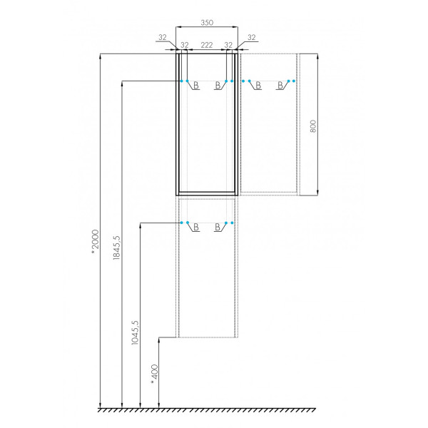 Шкаф подвесной Aquaton Марти 350x230x800 белый глянец, дуб эндгрейн (1.A270.2.03M.Y01.0)