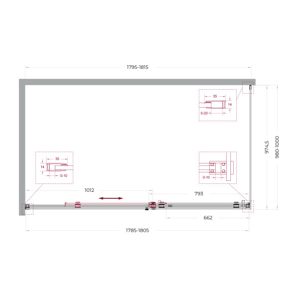 Душевой уголок BelBagno Soft Close-2 180x100x200 стекло прозрачное, профиль оружейная сталь матовая (SOFT_CLOSE-2-AH-1-180/100-C-GM)