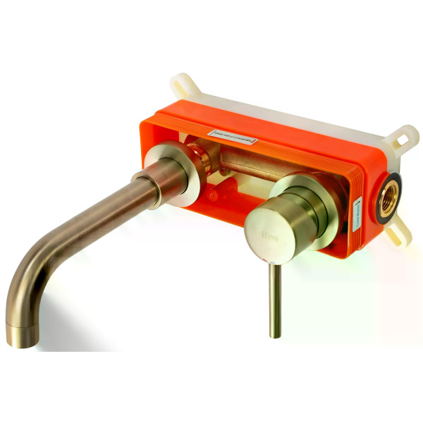 Смеситель для раковины Rea Lungo long золото матовое (REA-B4109)