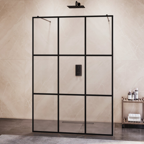 Душевая перегородка RGW WA-018B 1000 стекло рисунок-черный принт, профиль черный (35101810-84)