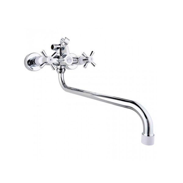 Смеситель для ванны и душа Plstart с душевым комплектом хром/белый (PL2218-8)