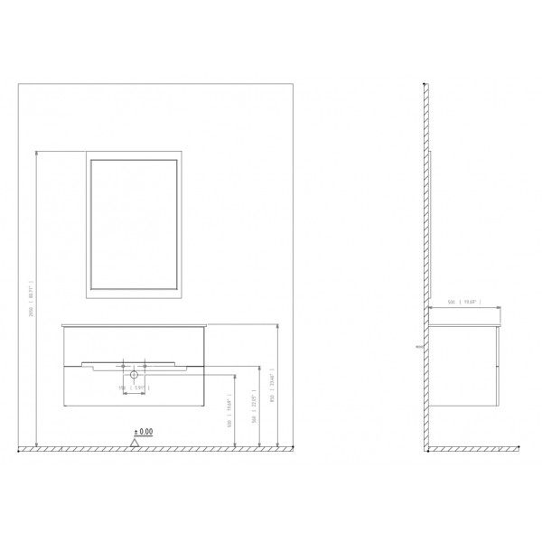 Тумба подвесная Orka Lodi 650x500x570 с раковиной белый, черный (5005882)