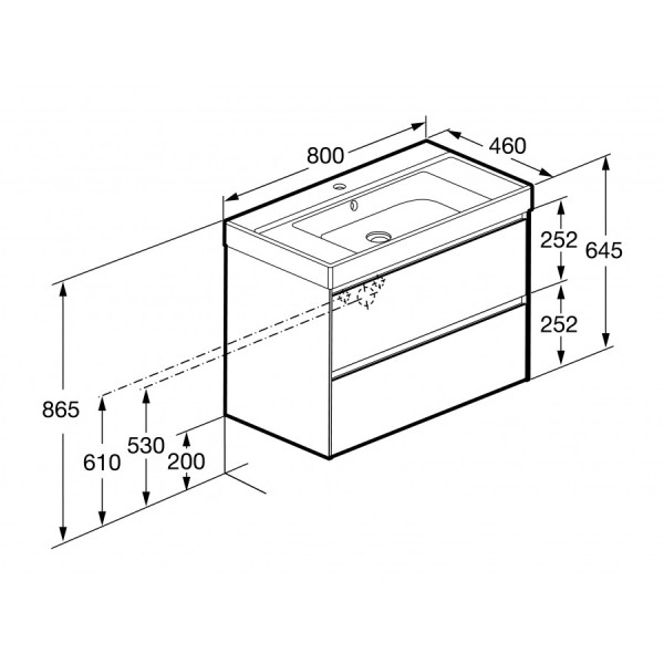 Тумба подвесная Roca Ona 785x450x565 бежево-серый матовый (A857630510)