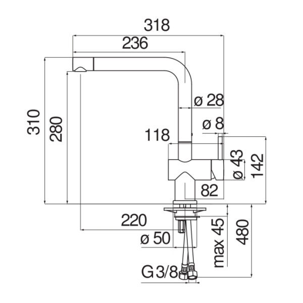 Смеситель для кухни Nobili Live хром, с вытяжным изливом (LV00113CR)