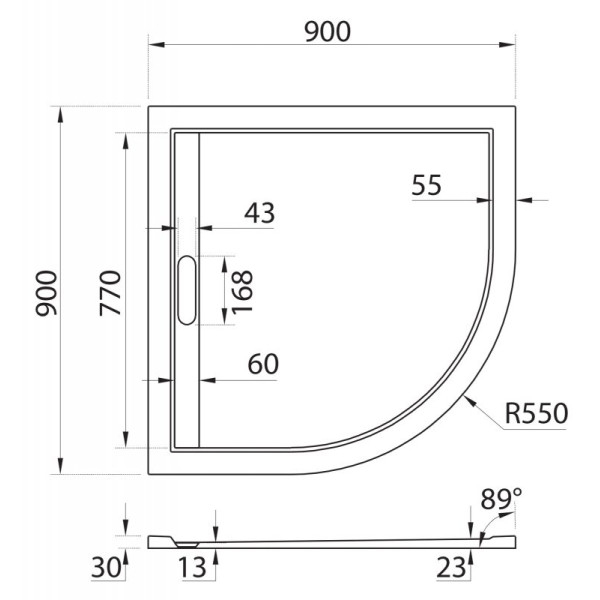 Душевой поддон из искусственного мрамора Cezares 90x90x3 черный матовый (TRAY-AS-R-90-3-NERO)