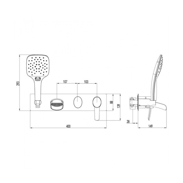 Смеситель для ванны и душа Lemark Atlantiss с внутренней частью (LM3224C)