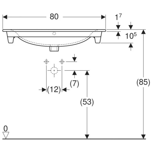 Раковина встраиваемая Geberit Renova Plan Slim 80х48 с отверстием под смеситель, с переливом, белая (122280000) Раковина встраиваемая Geberit Renova Plan Slim 80х48 с отверстием под смеситель, с переливом, белая (122280000)