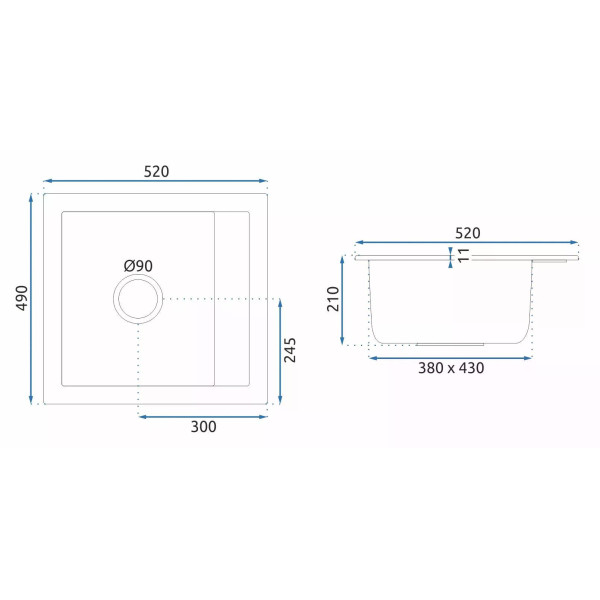 Мойка для кухни Rea rino biege гранит 52x49x21 бежевая (ZLE-00105)