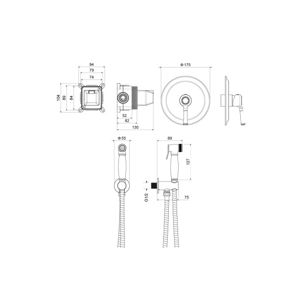 Смеситель с гигиеническим душем Aquatek Классик черный матовый (AQ1519MB)