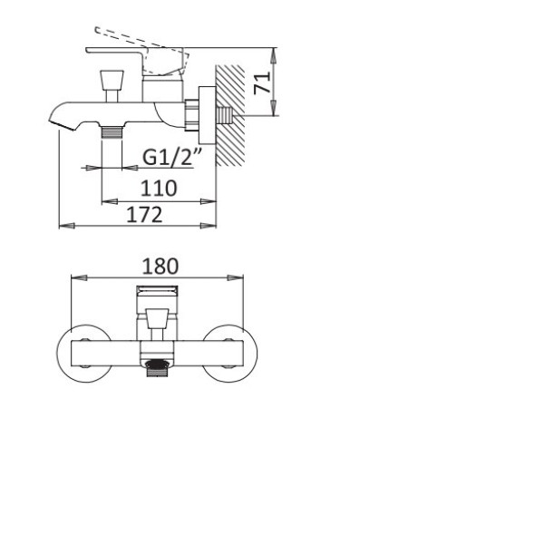 Смеситель для ванны и душа Cezares Nautic хром (NAUTIC-VM-01)