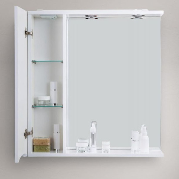 Зеркало с подсветкой BelBagno Marino L 90x750 с полкой, c ящиком (MARINO-SPC-900/750-1A-BL-P-L)